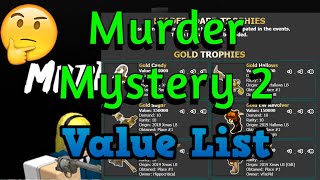 Roblox Murder Mystery 2 Value List | MM2  Ancient, Unique, Godly, Vintage, Legendary, Rare Values