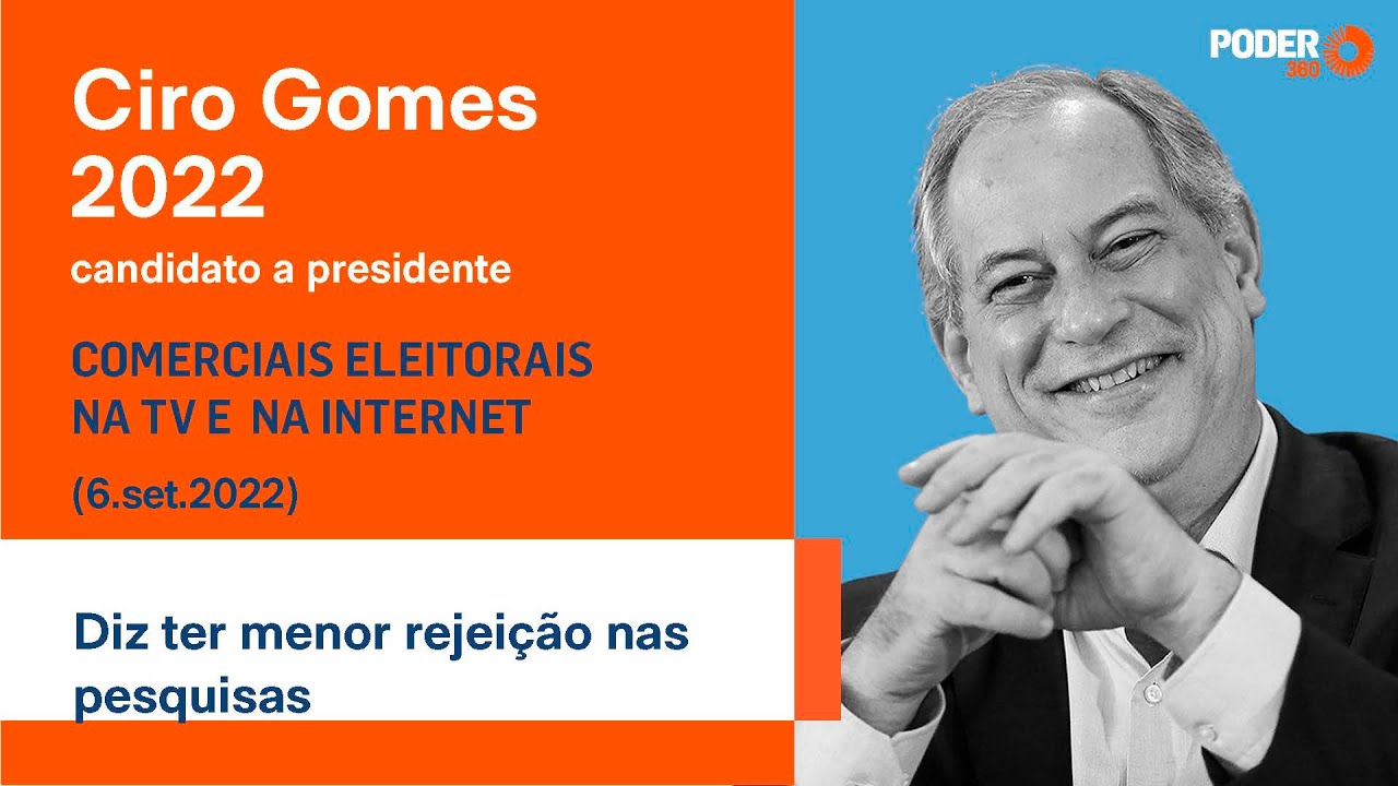 Ciro Gomes (programa eleitoral 52seg. – TV) – diz ter menor rejeição nas pesquisas (6.set.2022)