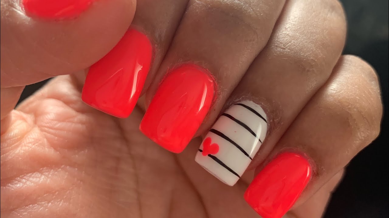 Acrylic Nails Cute Short Summer Design Easy Youtube