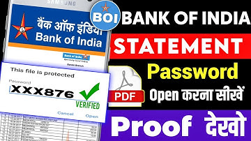 Bank of India PDF password Kaise Pata Kare | Boi Statement pdf password |How To Open Boi PDF पासवर्ड
