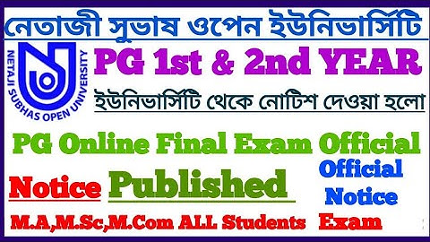 NSOU PG Online MCQ Final Exam Official Notice Published 2021 || Netaji Subhas Open University Exam |