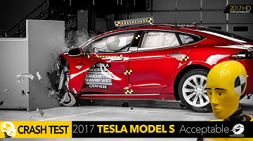 2016 Tesla Model S Small Overlap IIHS Crash Test Car - RATING Acceptable