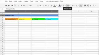 How to use the 'Merge Cells' tool in Google Spreadsheets