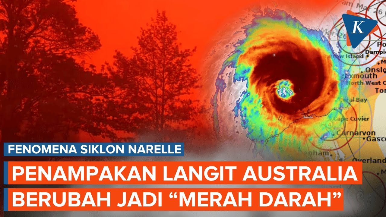 ⁣Penampakan Langit Australia Berubah jadi "Merah Darah" Imbas Siklon Narelle
