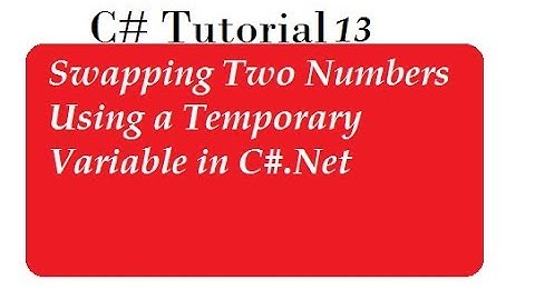 Swap Two Numbers Using Third Variable in C#