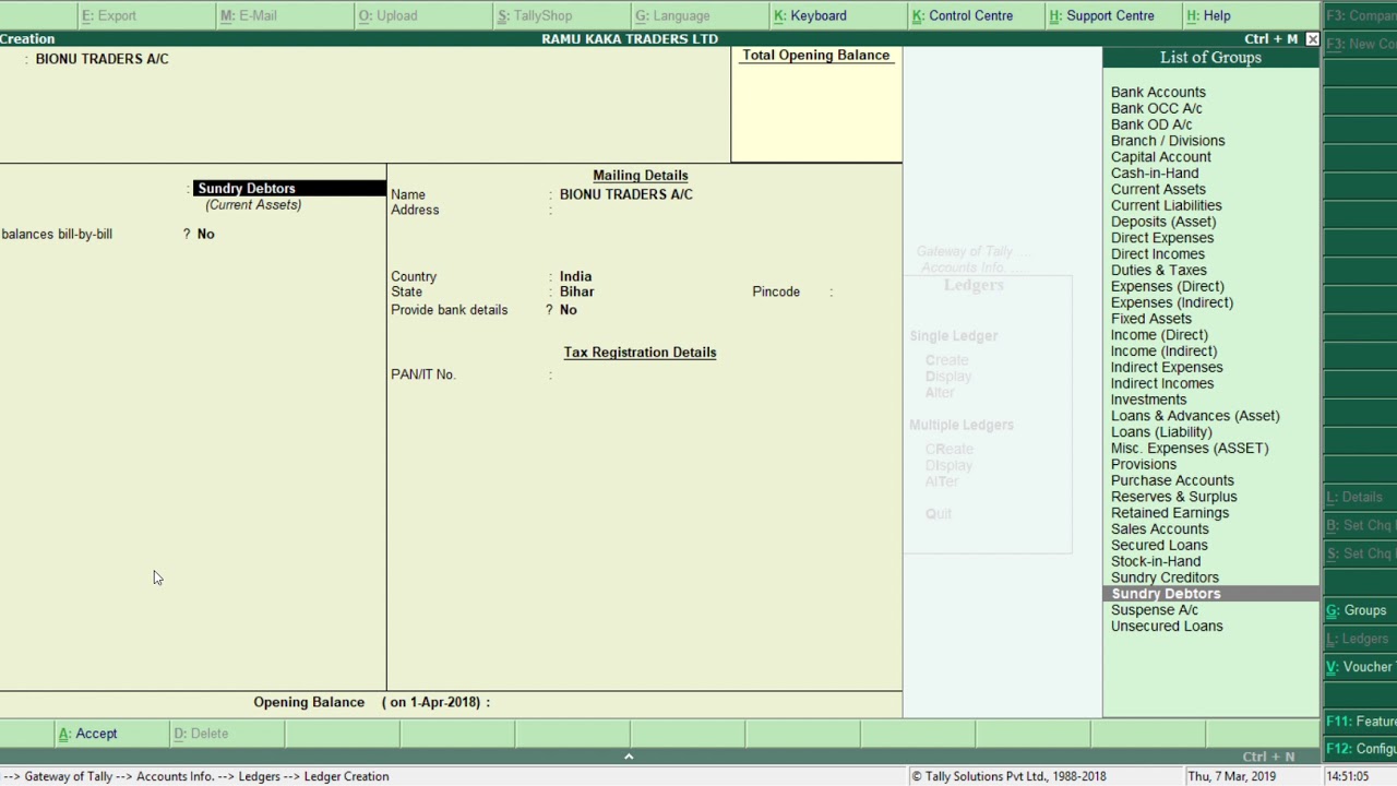 How To Create Ledgers In TALLY ERP 9 English YouTube How To Create Ledgers In TALLY ERP 9 English YouTube