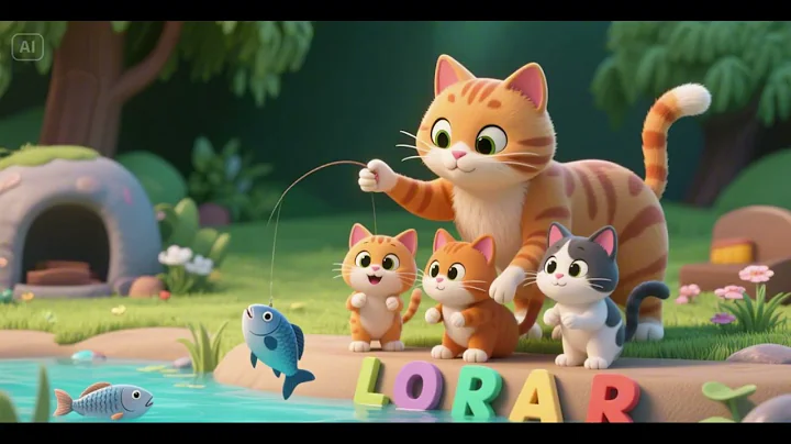Mama Cat and Kittens Catch Fish with Letters | ABC Learning Song for Kids 🐱🐟🔤🎵