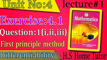 1| Unit 4 ex 4.1 Q 1(i,ii,iii) || Differentiability class 12 maths