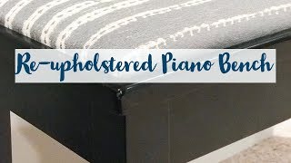 DIY Reupholster Piano Bench. DIY Blogger inside tips.