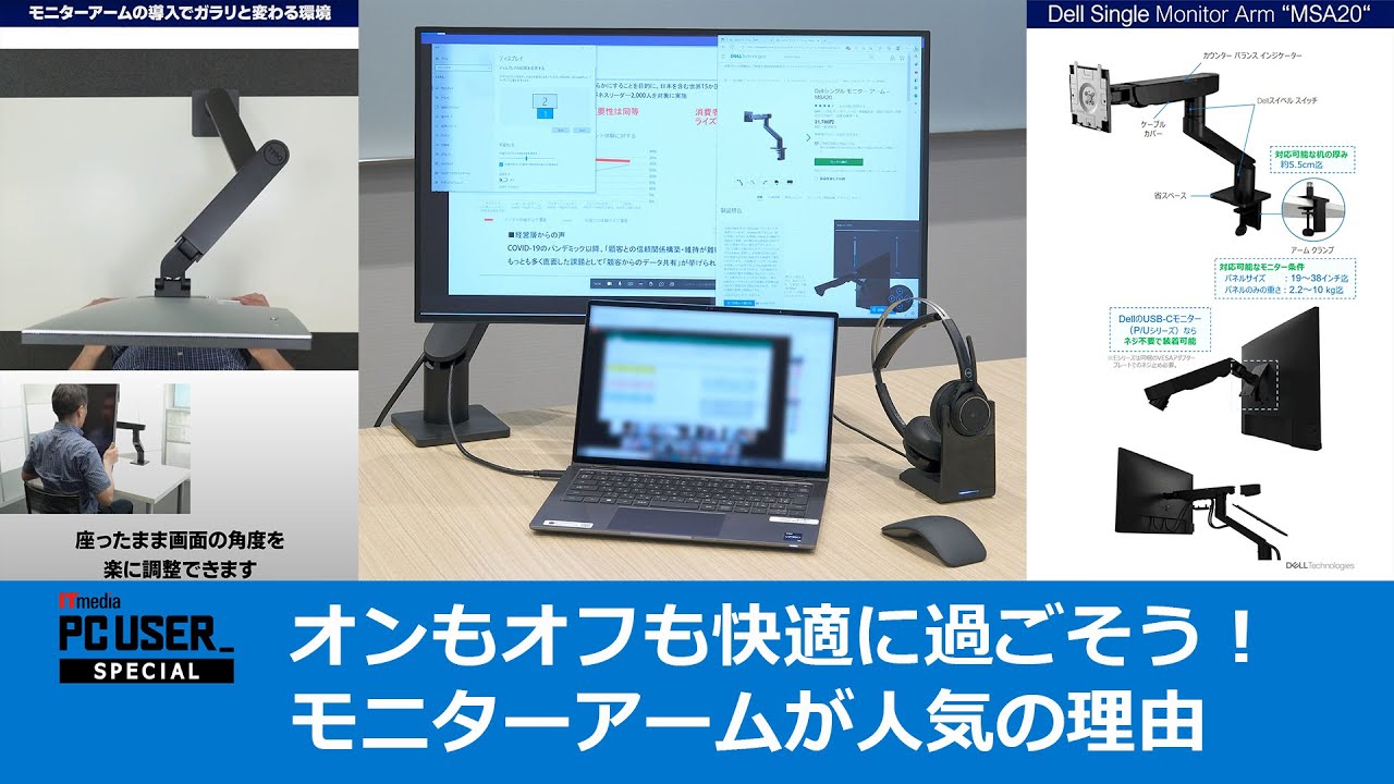 利用者急増中の「USB Type-Cモニター＋モニターアーム」 On／Off