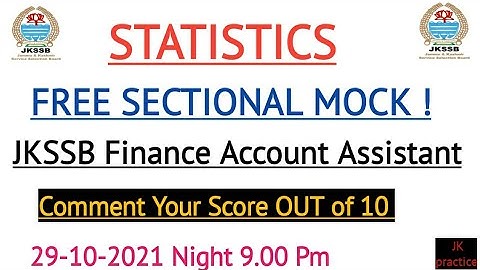 Statistics Sectional Mock For JKSSB Finance Account Assistant| Free Mock @jk practice