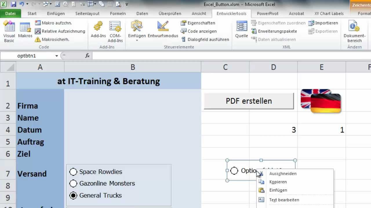  Update Excel - Formulare mit Optionsschaltern