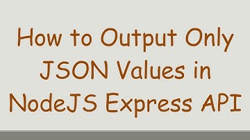 How to Output Only JSON Values in NodeJS Express API