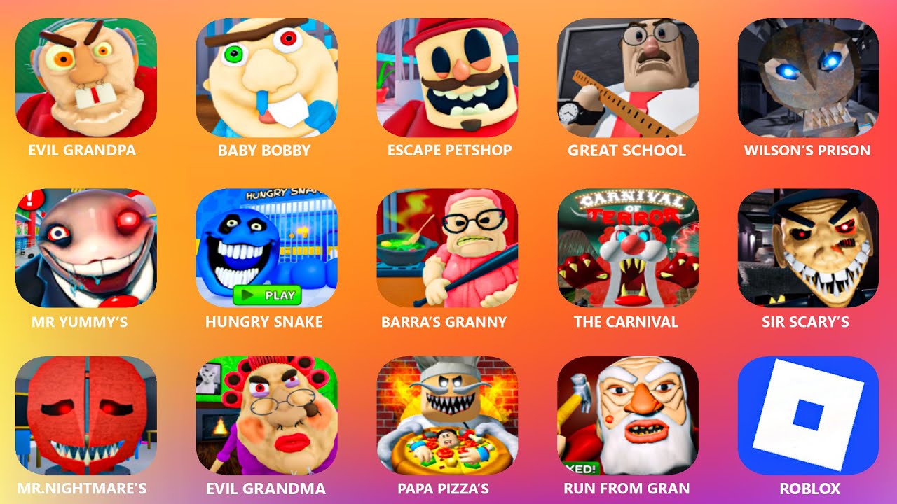 ROBLOX,EVIL GRANDPA OBBY!,RUN FROM GRANDPA CHALLENGE,GREAT SCHOOL GONE WRONG,PAPA PIZZA'S NIGHTMARE!