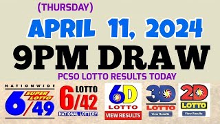 Lotto Result Today 9pm draw April 11, 2024 6\/49 6\/42 6D Swertres Ez2 PCSO#lotto