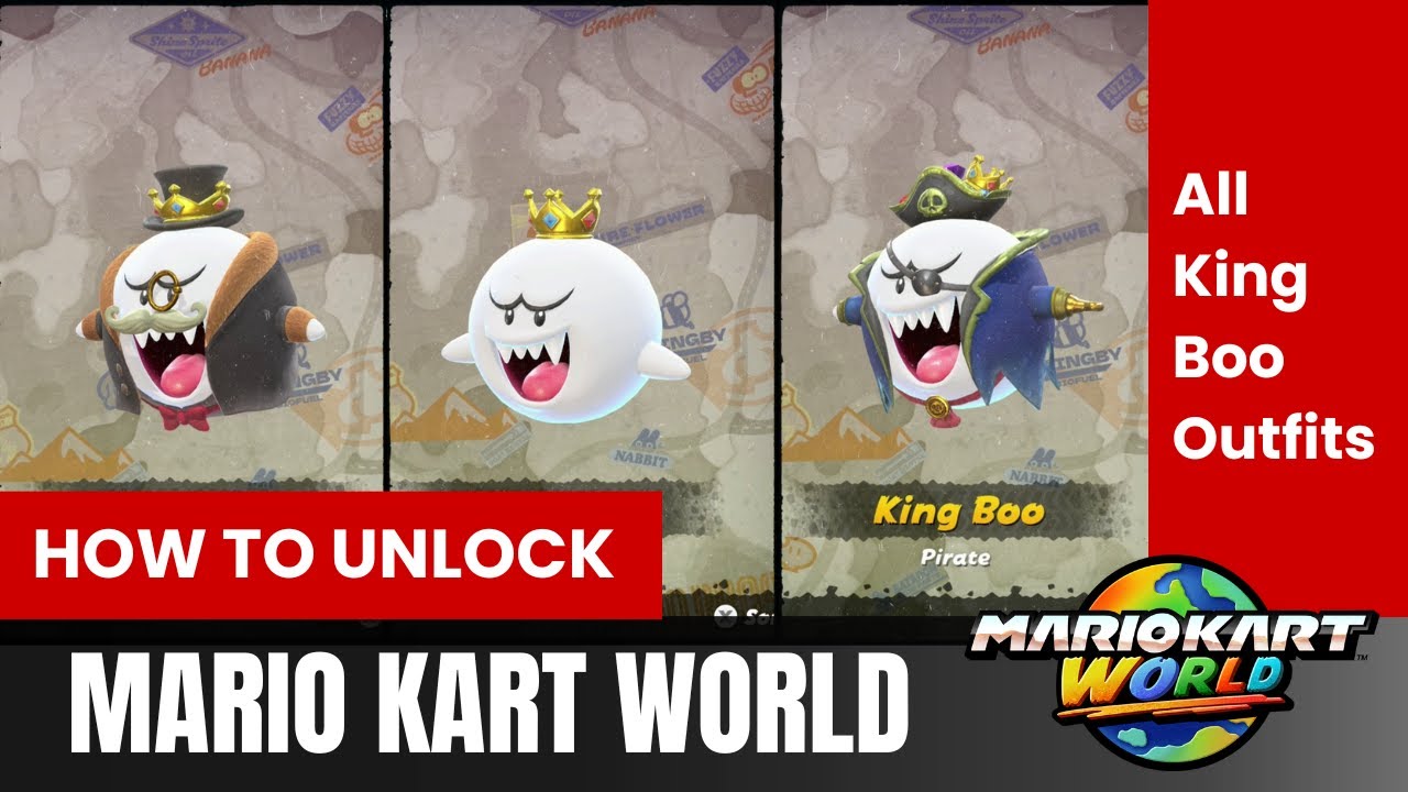 How to unlock all King Boo Outfits - Mario Kart World - YouTube