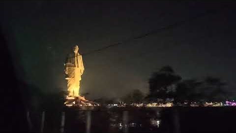 STATUE OF UNITY night view & driving at night on Kevadia Road.
