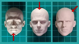 Male head reference for artists: lighting and studying the planes of the face cheat sheet