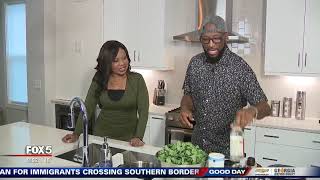 Cooking collard greens with Rickey Smiley
