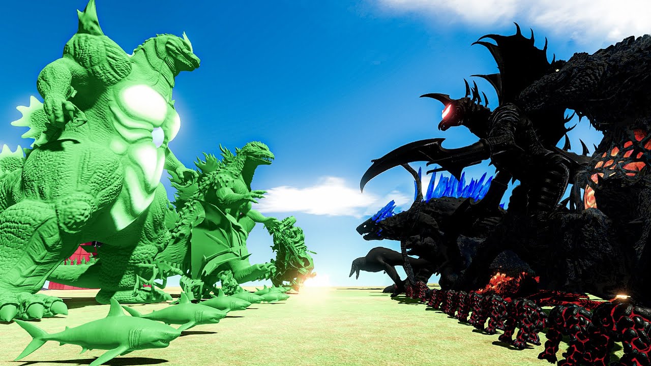 Super Godzilla & Green Monster Team vs Dark Gigan Team – ARBS Cinematic Battle