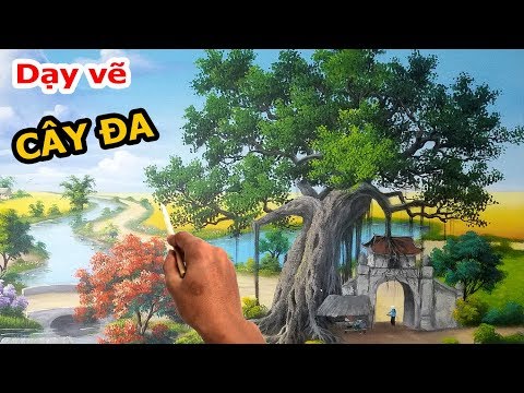 Video Dạy vẽ tranh (vẽ cây đa tranh đồng quê). Liên hệ học... - youtube