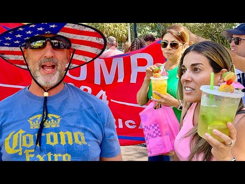 BiDEN and TRUMP Voters  REACT to Trump Flags  - try not to laugh
