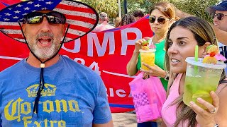 BiDEN and TRUMP Voters  REACT to Trump Flags  - try not to laugh