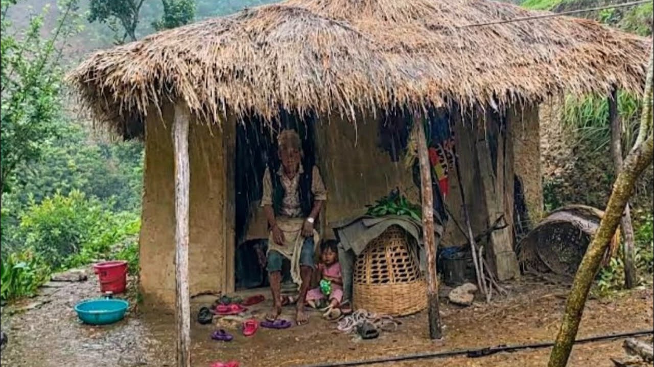 Pure village life in mountain Nepal rainy day shepherd real life peaceful and simple living