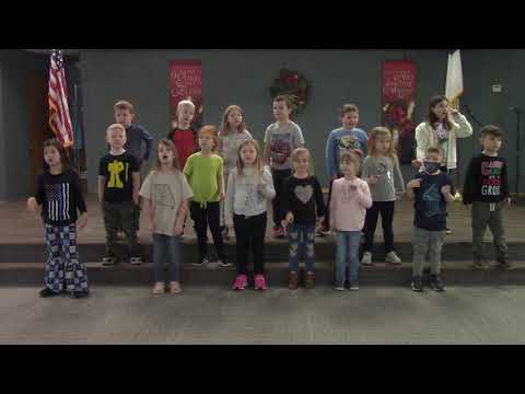 2021 12 13 Polk County Christian School Kindergarten class performing The Christmas Story