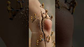 Tiny Workers Repairing a Crack Point in Foot  #ytshorts #shorts #youtubeshorts