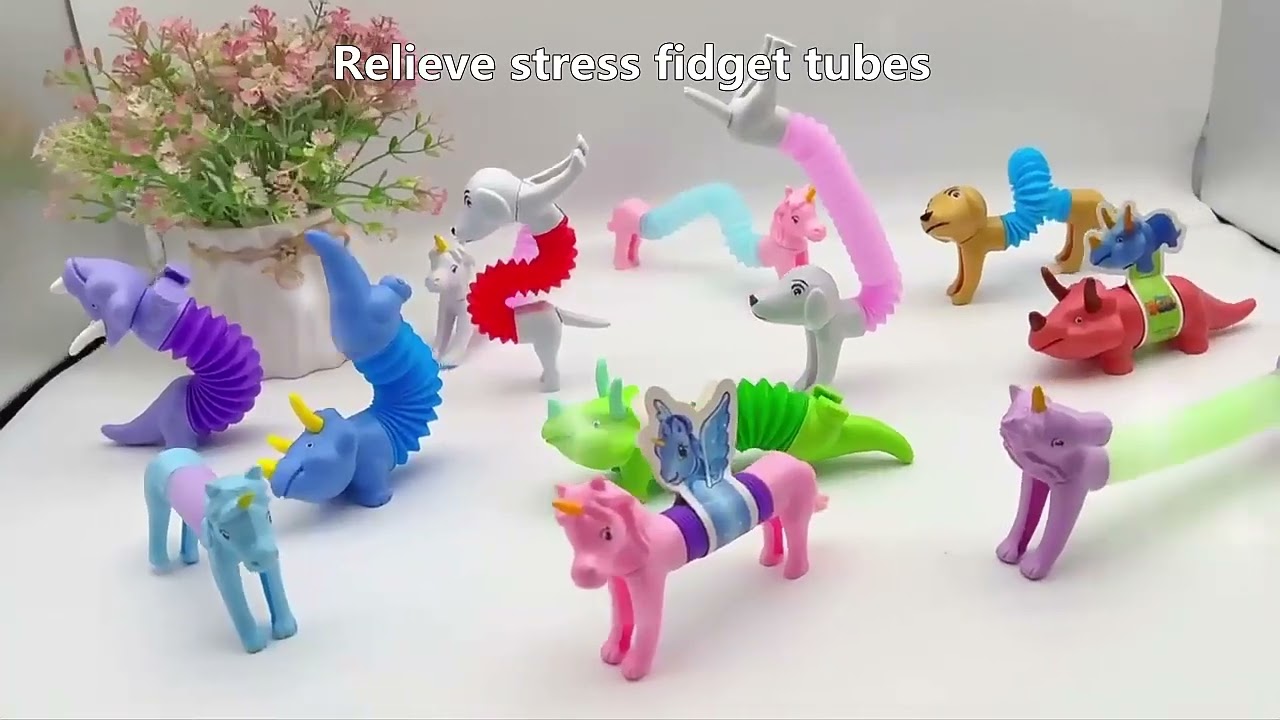 Educational Toy Fingertip Sensory Plastic Flexible Pull Pipe DIY Relieve Animal Fidget Stress Tubes