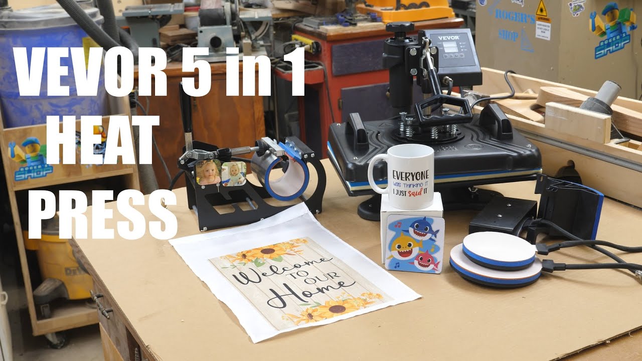 Heat Press Machine 5 in 1 15x12+30OZ Tumbler Press Sublimation T-Shirt Mug Hat