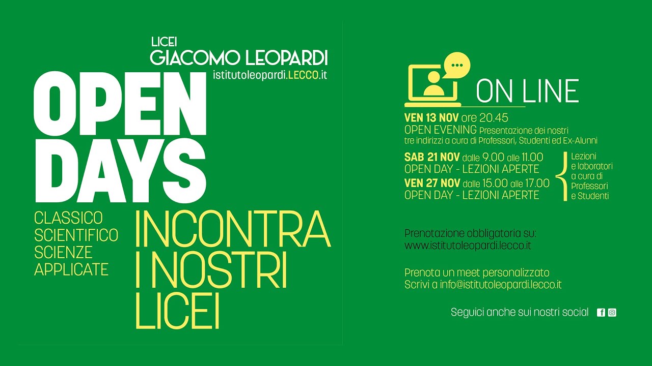 OPEN EVENING | LICEO G. LEOPARDI | LECCO - YouTube