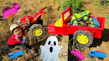 Em tu bi máy xúc múc cát phát hiện xe cẩu bi ma ám, xe tải xe ben cùng bắt quái vật vào đêm hallowen