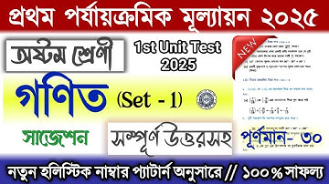 Class 8 1st unit test Math Question Paper 2025 | Class 8 Ganit 1st unit test Suggestion 2025