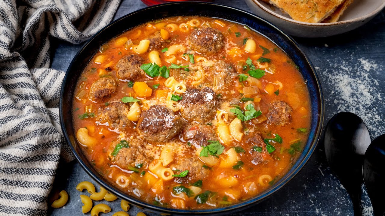 Easy Italian Meatball Soup - YouTube