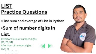 List Practice Questions in hindi #pythonlist #avitsupaul @programmingwithamit