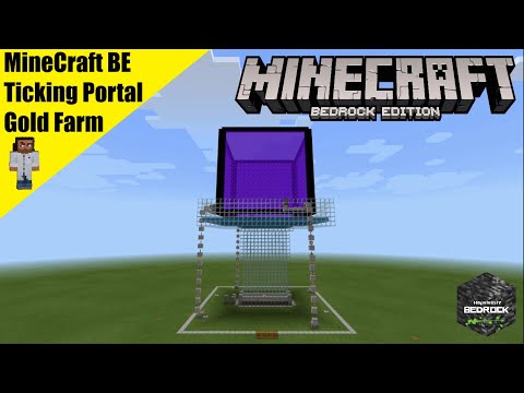 Ticking Portal Gold Farm - MIneCraft Bedrock Tutorial - All Platforms!!