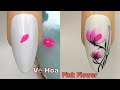 Easy Pink Flower Nails Art For Beginner 💖Vẽ Hoa💅 New Nails Design 💝 New Nails