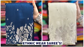 Ethnic Wear Sarees, Crushed Chiffon Sarees At A Very Affordable Price