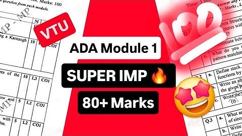 ADA MODULE 1 SUPER IMPORTANT💯🤩| BCS401 MODEL PAPER SOLUTIONS + PASS PACKAGE | VTU 4th SEM CSE #vtu