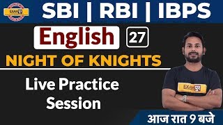 SBI /RBI/IBPS || ENGLISH || NAVYUG SIR  || 27 || LIVE PRACTICE SESSION