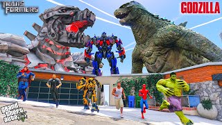 Robot Godzilla Killed Avengers & Optimus Prime and Franklin Finding Godzilla For save Avengers GTA 5 screenshot 2