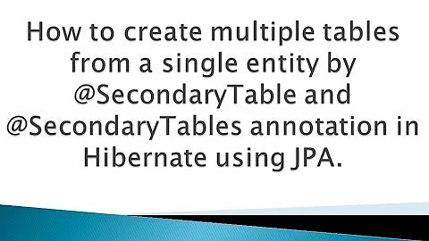 How to create multiple tables from single entity by @SecondaryTable annotation in Hibernate/JPA ?.