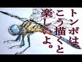 【デッサン描き方~手描き実速&詳しい口頭解説】「トンボ」 How to draw Dragonfly.