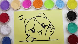 Sand Painting Cute Kitten，coloring for kids,  toddlers