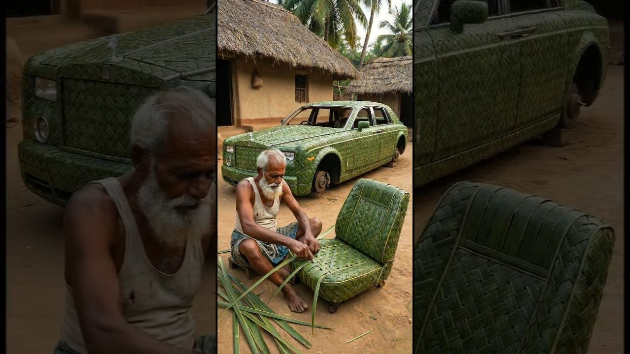 Rolls-Royce 🚘 made from palm leaves | mini wood toys | wooden craft 