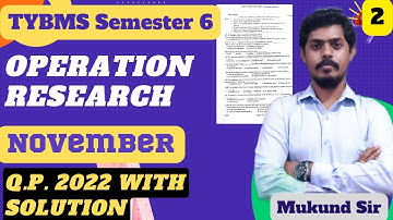 Operation Research Q.P. with Solution l Q.2 (a/b) l TYBMS Sem 6 l Mumbai University l Mukund Sir