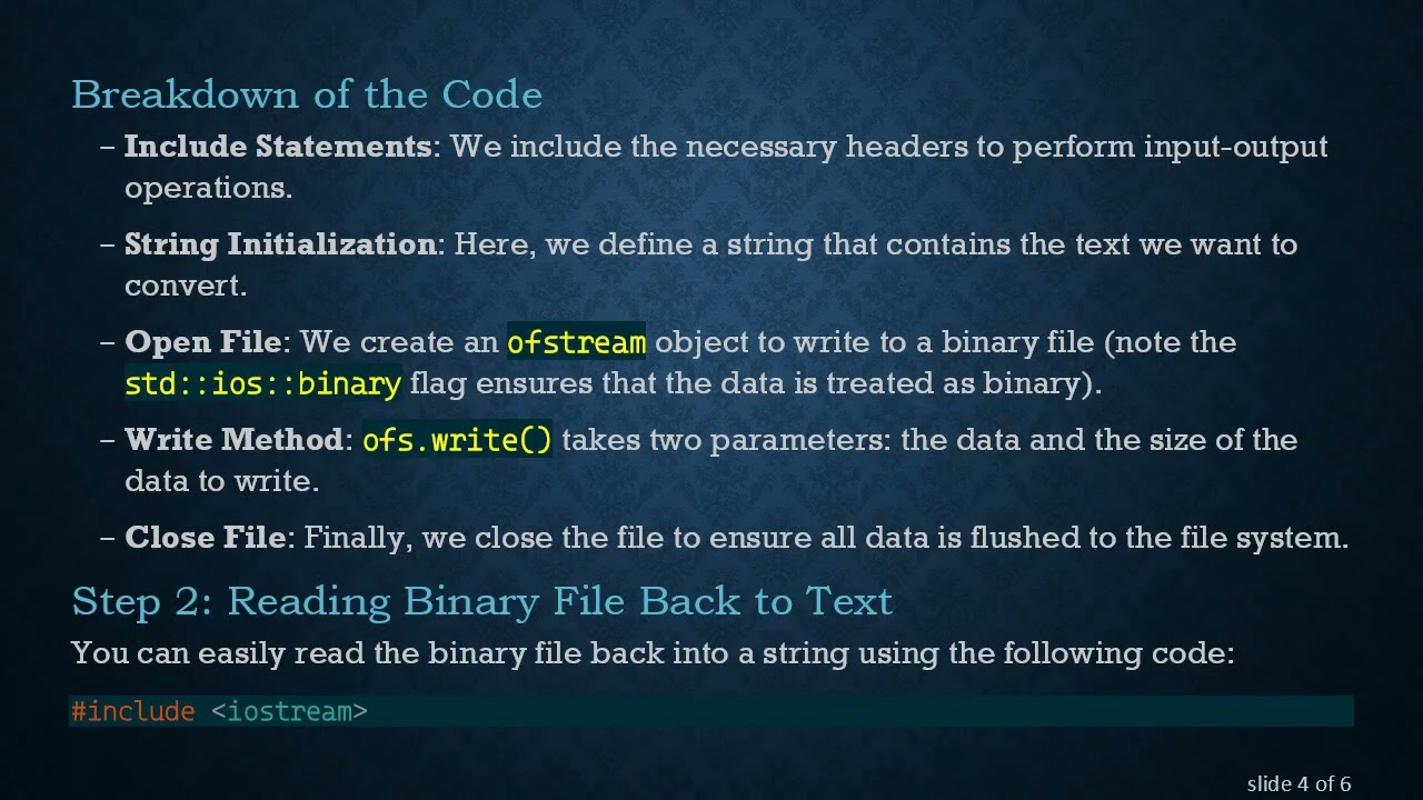 How to Convert Text to Binary (and Reverse) in C+ +