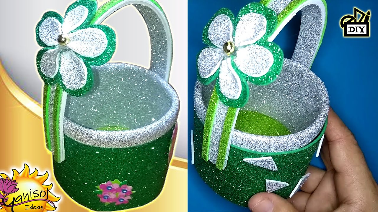 ✔️ ⑥ Como hacer una ﹟CESTA o ﹟CANASTA con FOAMI y papel @IDEASYANISOL